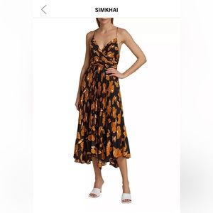Jonathan Simkhai black and gold floral dress
